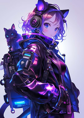 Anime Girl Cat