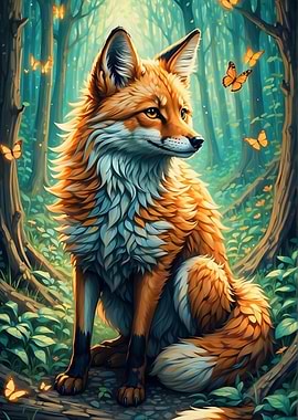A Fox and Butterflies