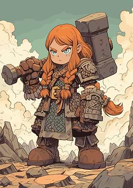 Cartoon Warrior Girl