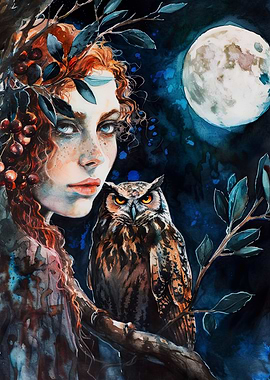 Moonlight Woman and Owl