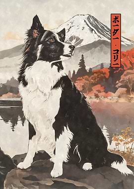 Border Collie Woodblock