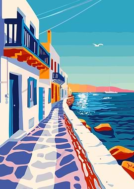 Greece Travel Art Mykonos