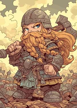 Cartoon Dwarf Warrior