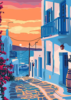 Greece Travel Art Mykonos