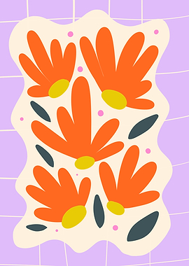 Modern Grid Floral Violet