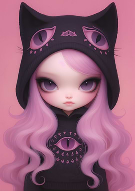 Cute Cat Hoodie Girl