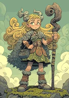 Cartoon Druid Girl