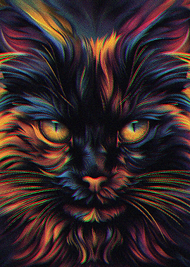 Face Cat Expression Retro