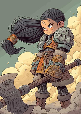 Cartoon Warrior Girl
