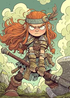 Cartoon Warrior Girl