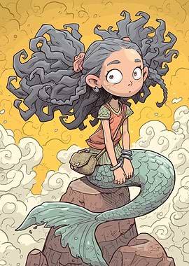 Cartoon Mermaid Girl