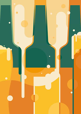 Beer bottles and glasses