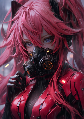 Warrior Girl with Gas Mask