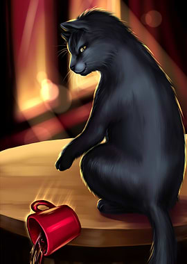 Black Cat Spills Coffee