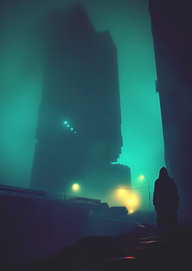 Gloomy Skyscraper in Fog