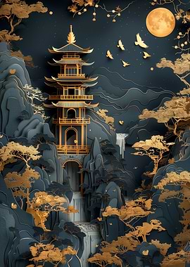 Abstract Fuji Bonsai Tree