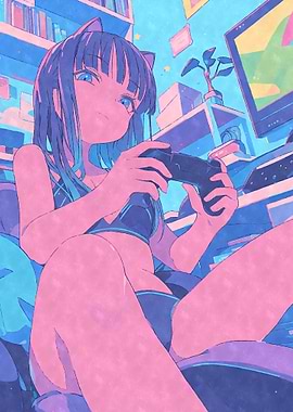 Sexy Anime Cat Girl Gamer