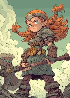 Cartoon Warrior Girl