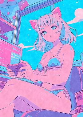 Sexy Anime Gamer Girl