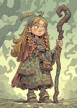 Cartoon Druid Girl