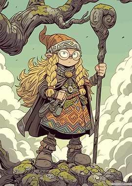 Cartoon Druid Girl