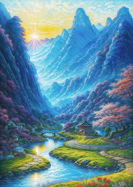 Sunrise Chinese Landscape