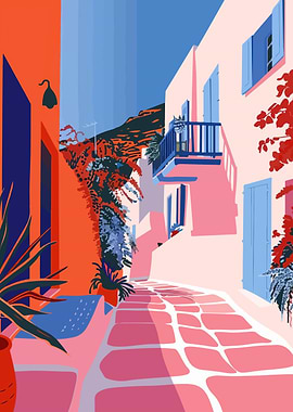 Mykonos Greece Scenery Art