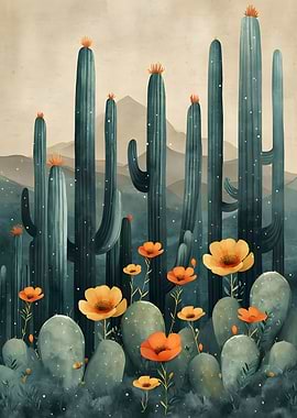 Vintage Cactus Wall Art