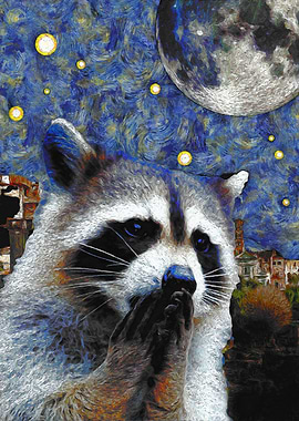 raccoon pray in the night