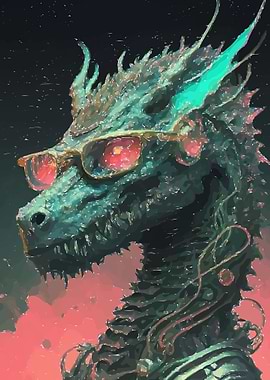 Cyberpunk Glitch Dragon
