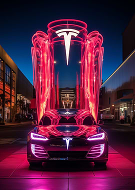Tesla car Neon model Top