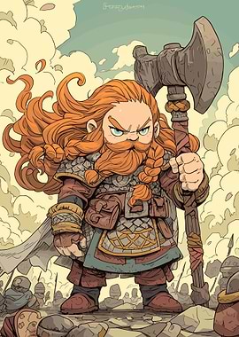 Cartoon Dwarf Warrior