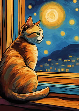 Starry Night Cat