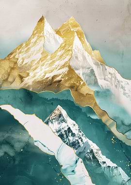 Nature Mountain Gold Decor