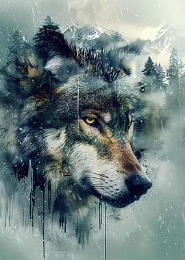 Mystic Wolf in Wilderness