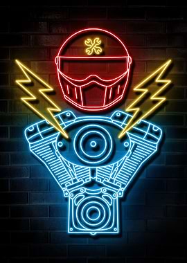 TWIN ENGINE NEON SIGN ART