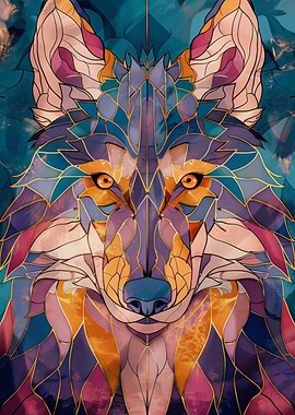 Wolf Retro Gold Glass