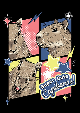 Cute and happy capybaras