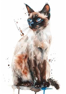 Balinese Cat Watercolor
