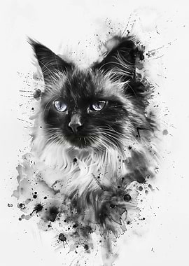 Balinese Cat Watercolor