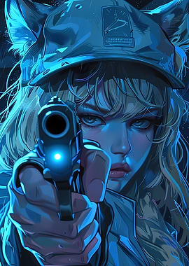 Neon Gun Anime Girl