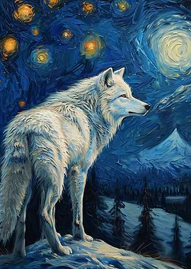 Starlit White Wolf