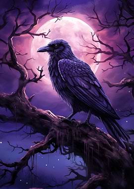 Ancient Raven Moon Night