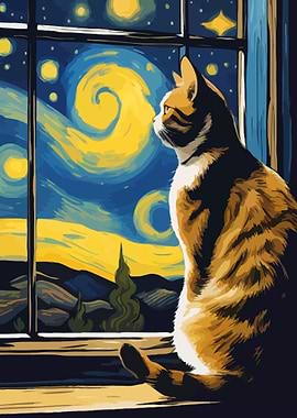 Starry Night Cat