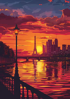 Paris Sunset Scenic View