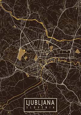 Ljubljana City Map Pastel
