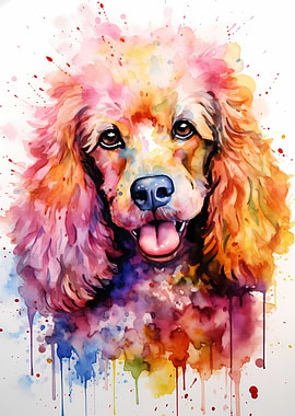 Poodle in Vivid Watercolor