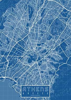 Athens City Map Blueprint