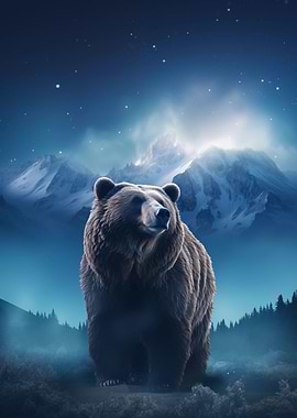 Brown Bear starry Aurora
