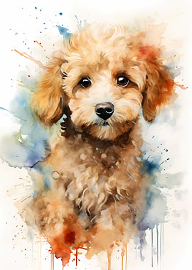 Puppy Poodle in Watercolor
